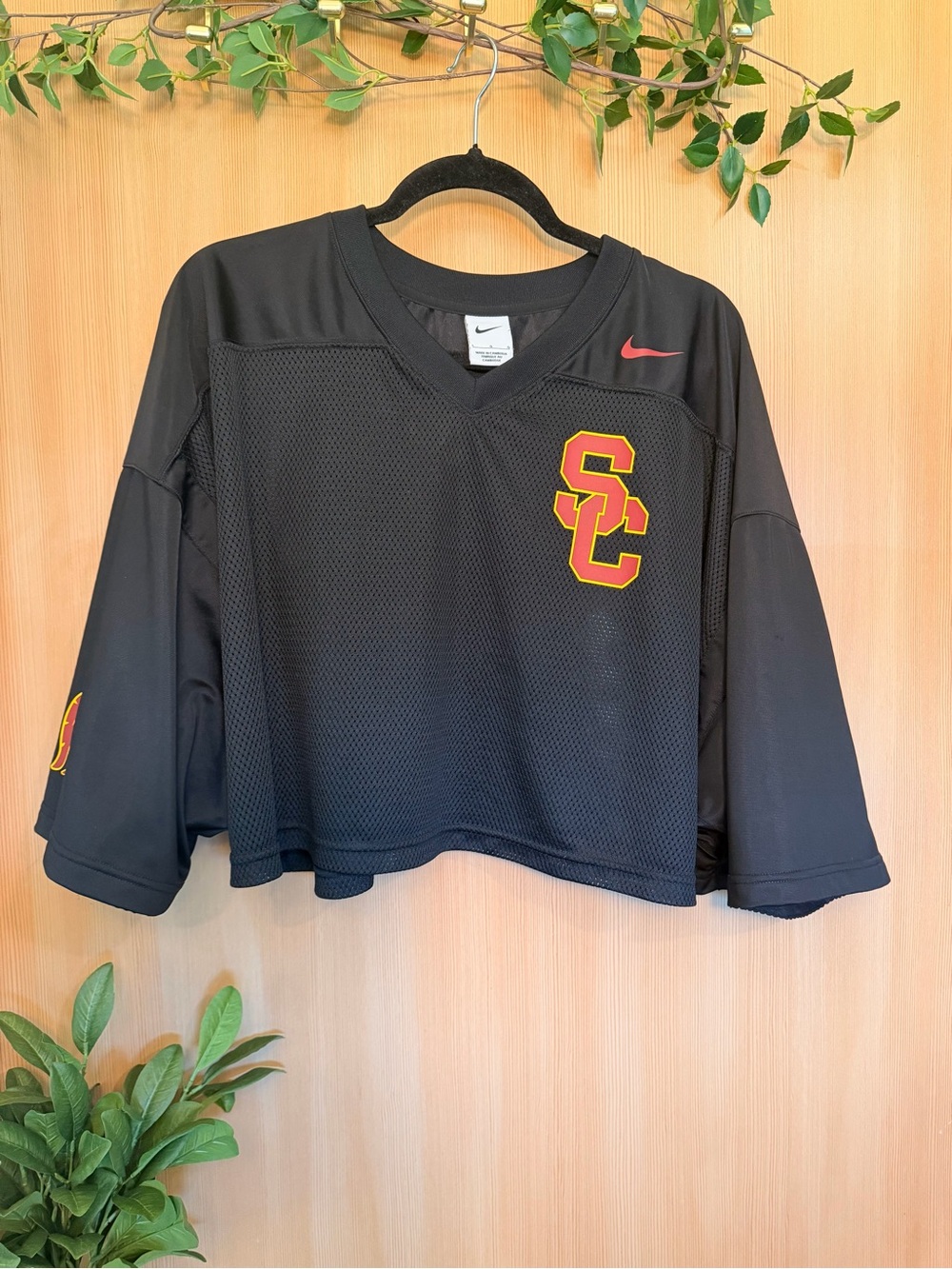 Nike USC Trojans Crop Jersey Top Football Style Black Large